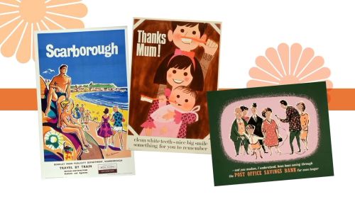 A frame from the National Archives: Jubilee video, showing a selection of historical posters.